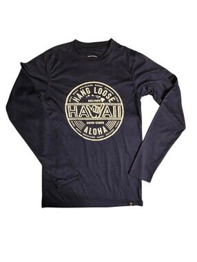 Island Crew Hang Loose Men's S Navy Long Sleeve Graphic Crew Neck Polyester Tee